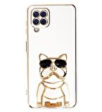 Gpack Samsung Galaxy M12 Kılıf Kamera Korumalı Köpek Desenli Standlı Silikon