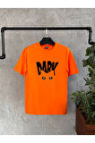 Dark Baskılı Turuncu Oversize Erkek Tshirt