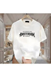 Amsterdam Baskılı Beyaz  Erkek Tshirt