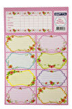 Gıpta-Gırls Ders Programı Okul Etiket 3 Yaprak 16 x 24 cm Çiçek Desenli