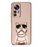 Gpack Xiaomi 12T Kılıf Kamera Korumalı Köpek Desenli Standlı Silikon