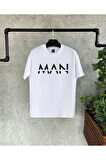 Man Baskılı Beyaz Baskılı Erkek Tshirt