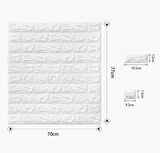 70x77cm(0,53m2) Kendinden Yapışkanlı Esnek Sünger Beyaz Tuğla Duvar Kağıdı Paneli