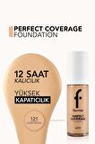 Flormar Perfect Coverage Yoğun Kapatıcı Su Bazlı Fondöten (NÖTR ALT TON) -121 Golden Natural -8682536058322