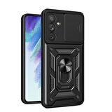 Gpack Samsung Galaxy M14 Kılıf Sert Silikon Tank Aramid Sürgülü Vega Yüzüklü