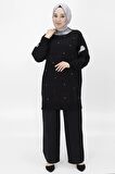 CYLN10457 PUANE İKİ İPLİK KUMAŞ SİM DETAYLI VE TAŞLI SWEATSHIRT