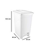 Omnipazar SRL-3030 Slim Pedallı Plastik Çöp Kovası İç Kovalı 40 lt Beyaz