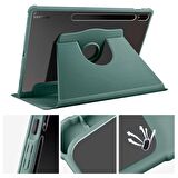 Gpack Samsung Galaxy Tab S7 FE LTE T730 Kılıf Termik Arkası Şeffaf Smart Kapaklı Kalem Bölmeli T1