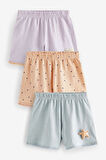 Next Baby Pamuklu Mavi Lila Deniz Canlıları Desenli Kısa Kollu 3’lü Şortlu Alt Üst Takım