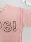 Ops Taşlı Oversize Kız Çocuk Tişört