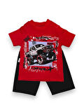 Araba Desenli Erkek Çocuk Şortlu Takım