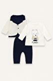 Ayıcık Desenli Hırkalı Erkek Bebek Takım