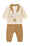 Ayıcık Desenli Hırkalı Erkek Bebek Takım