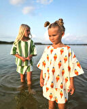 Dondurma Desenli Kız Çocuk Şortlu Takım