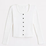 Önü Düğme Detaylı Kız Çocuk Bluz