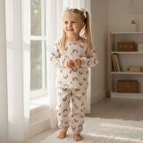 Gökkuşağı Desenli Kız Çocuk Pijama Takım