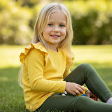 Omuzu Fırfırlı Kız Çocuk Taytlı Takım