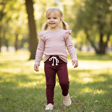 Omuzu Fırfırlı Kız Çocuk Taytlı Takım