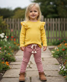 Omuzu Fırfırlı Kız Çocuk Taytlı Takım