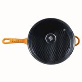 Demirdöküm Petek Yüzey Tava Cam Kapaklı 28 CM Turuncu