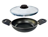 Mehtap Teflon Sahan 20 CM Petek Desenli Cam Kapaklı
