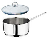 Oms Çelik Kaçerola 20 CM Sütlük/Sosluk Cam Kapaklı