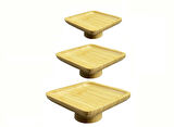 Bambu Ayaklı Servis Tabağı 15/17/20 CM Mini İkramlık Sunumluk