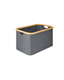 Katlanır Kumaş Çamaşır Selesi Organizer 50 Litre Bambu Çerçeveli