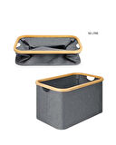 Katlanır Kumaş Çamaşır Selesi Organizer 50 Litre Bambu Çerçeveli