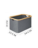 Katlanır Kumaş Çamaşır Selesi Organizer 50 Litre Bambu Çerçeveli