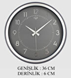 Dekoratif Duvar Saati Füme Gri 36 CM