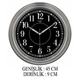 Dekoratif Duvar Saati Gri Renk 45 CM
