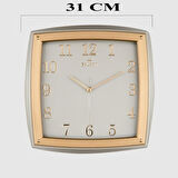 Dekoratif Duvar Saati Gri / Gold Kabartma Rakamlı 30 CM