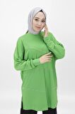 CYLN10466 PUANE VİSKON KUMAŞ ÖNÜ TAŞ ŞERİTLİ TESETTÜR TUNİK