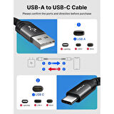 Jsaux Premium Serisi CC0011 3.1A 2 Metre Type-C Hızlı Şarj ve Data Aktarım Kablosu Örgülü Kablo Galaxy S20 S10 S9 S8 Plus Note 10 9 8,ps5 ve Type-C Girişli Cihazlar ile Uyumlu Şarj Cihazı Kablosu