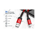 Jsaux Premium Serisi CC0011 3.1A 2 Metre Type-C Hızlı Şarj ve Data Aktarım Kablosu Örgülü Kablo Galaxy S20 S10 S9 S8 Plus Note 10 9 8,ps5 ve Type-C Girişli Cihazlar ile Uyumlu Şarj Cihazı Kablosu