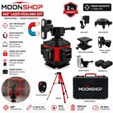 Moonshop 360° Yeşil Lazer Hizalama Seti Şarjlı 16 Çizgili Tripodlu Profesyonel Lazer Terazi