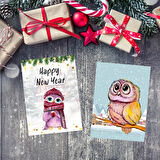 Happy New Year Yılbaşı Tebrik Kartı 2'li