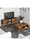 Mezza Set 1582-2072 Exxen Tv Ünitesi Exxen Orta Sehpa (AHŞAP AYAKLI) - Hat Rengi