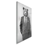 Hayvan Cam Tablo - Takım Elbiseli Sevimli Dostlar - Dikey Motif 07-002