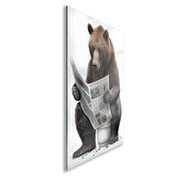 Hayvan Cam Tablo - Sevimli Dostlar Lavaboda - Dikey Motif 08-016