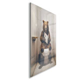 Hayvan Cam Tablo - Sevimli Dostlar Lavaboda - Dikey Motif 08-017