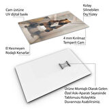 Hayvan Cam Tablo - Sevimli Dostlar Lavaboda - Dikey Motif 08-017