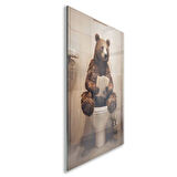 Hayvan Cam Tablo - Sevimli Dostlar Lavaboda - Dikey Motif 08-018