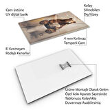 Hayvan Cam Tablo - Sevimli Dostlar Lavaboda - Dikey Motif 08-018