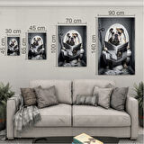 Hayvan Cam Tablo - Sevimli Dostlar Lavaboda - Dikey Motif 08-035