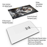 Hayvan Cam Tablo - Sevimli Dostlar Lavaboda - Dikey Motif 08-035