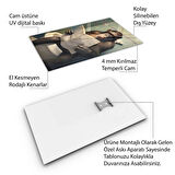 Hayvan Cam Tablo - Sevimli Dostlar Lavaboda - Dikey Motif 08-051