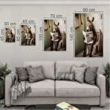 Hayvan Cam Tablo - Sevimli Dostlar Lavaboda - Dikey Motif 08-066