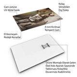 Hayvan Cam Tablo - Sevimli Dostlar Lavaboda - Dikey Motif 08-066